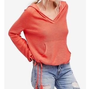 Free People Burnt Orange Hooded Pullover Sweater